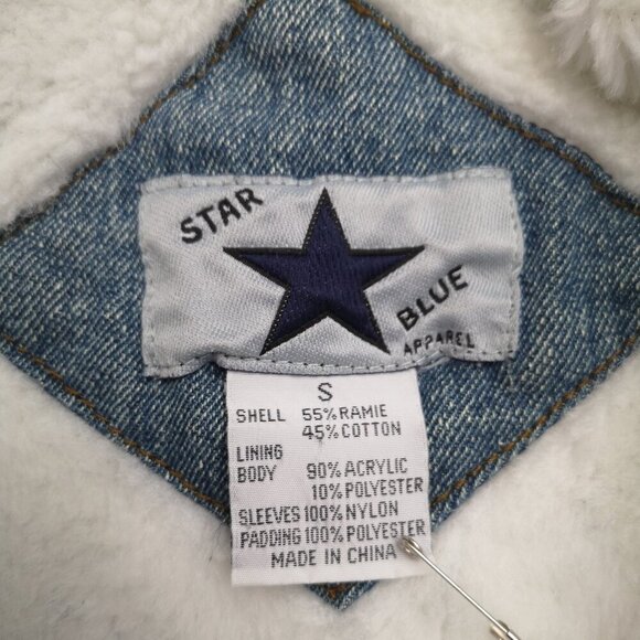 Star Blue Ladies Size Small Blue Denim Jacket with White Faux Fur Lining - Picture 4 of 13